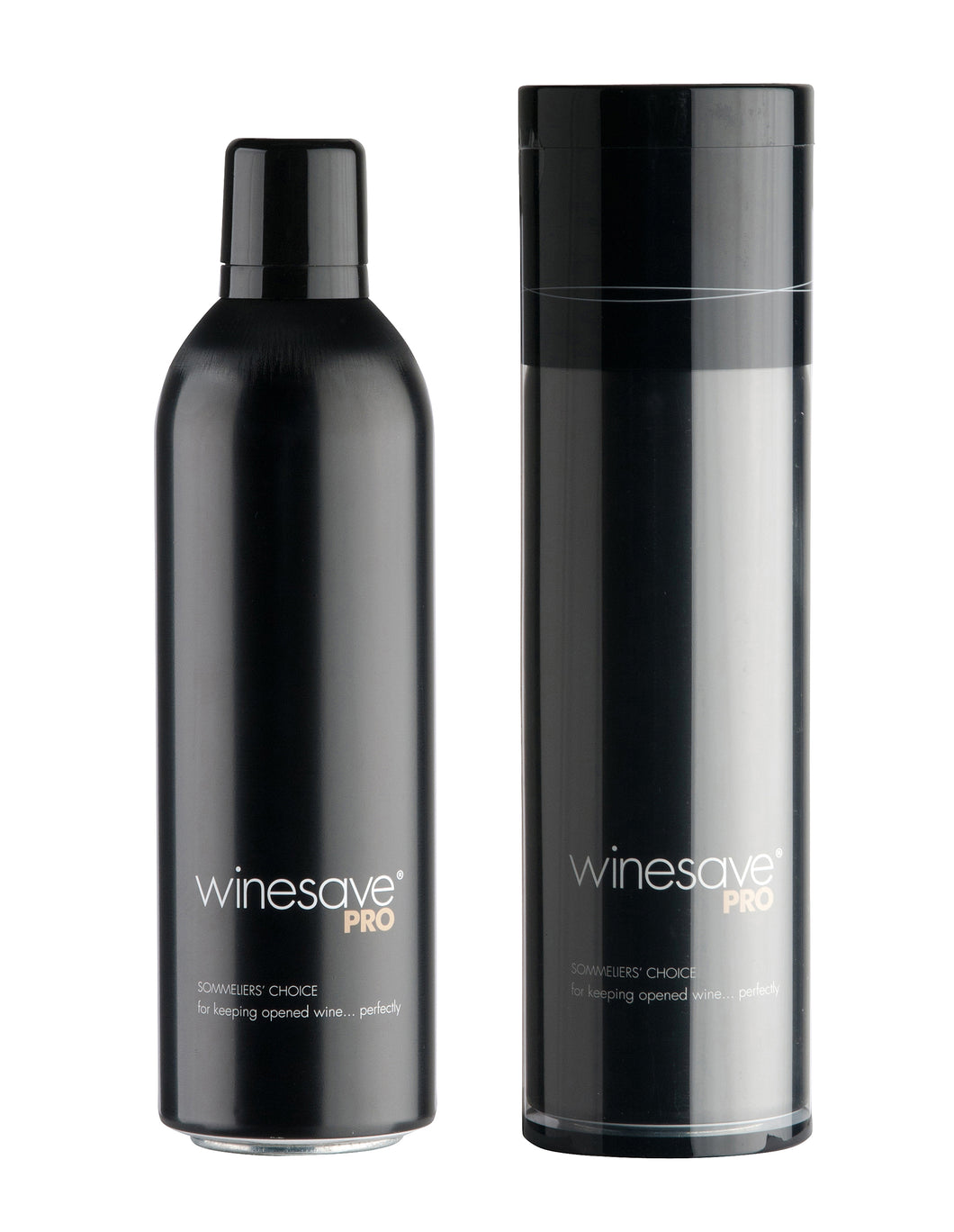 Winesave PRO, premium wine preservation product made with 100% argon gas. Open bottle and packaged bottle. 